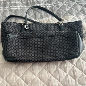 Coach Signature Black and Gray Shoulder Bag